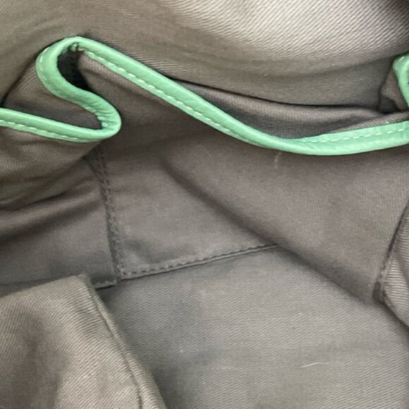 Garnet Hill Leather Purse Bag Green Italy Double Handles & Shoulder Strap - Picture 8 of 11